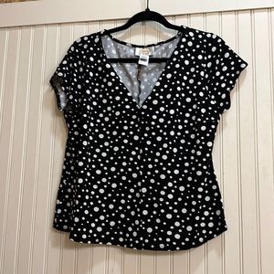 Talbots Women’s black and white polka dot top size XL